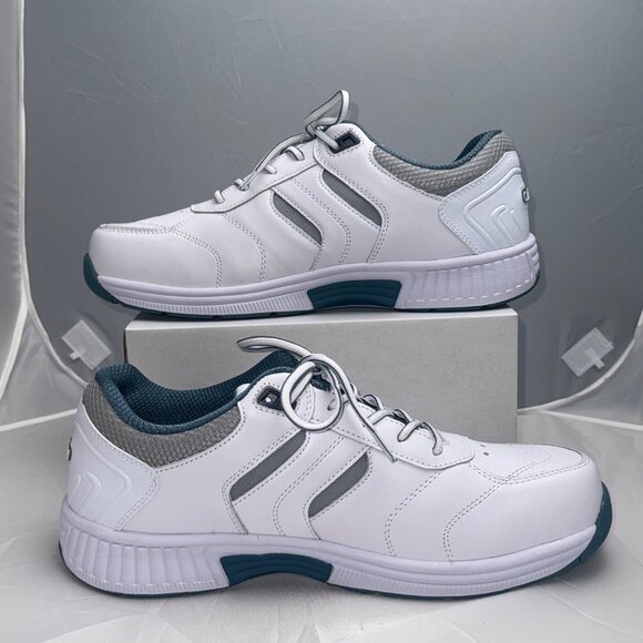 Orthofeet Mens Shoes Wide Fit US Size 11 2E White Leather Lace-Up Supportive - Picture 2 of 11